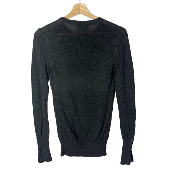 Zara Knit Dark Gray Round Neck Button Sleeve Sweater S - Picture 2 of 4